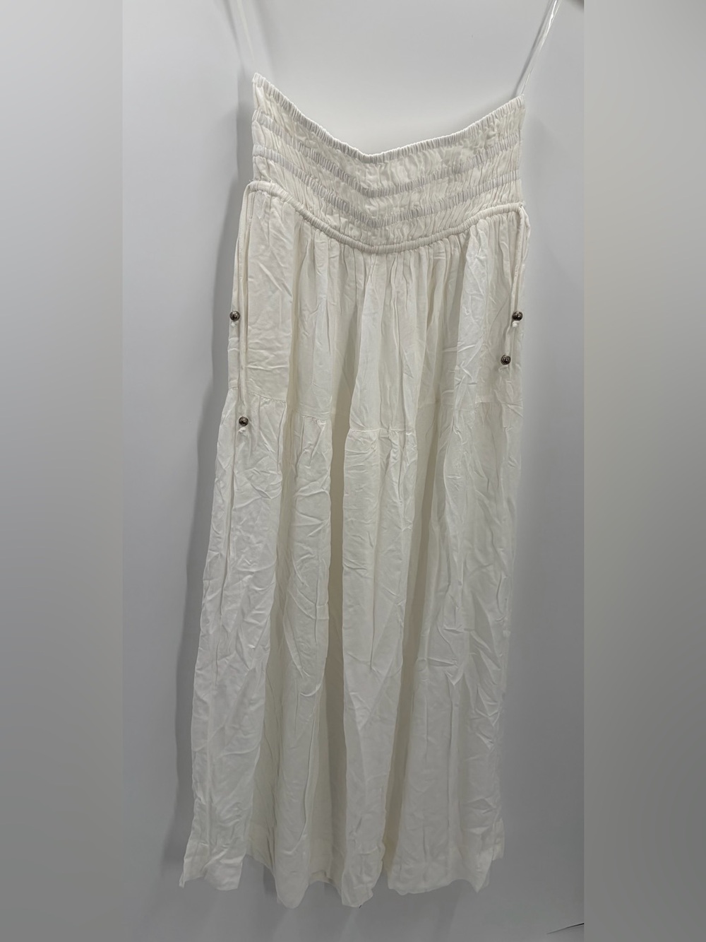 NWT Elan White Smocked Cover-Up Maxi Skirt Dress L - Picture 4 of 10